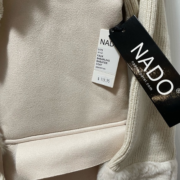NADO Faux Shearling Sweater Coat style 1173 White - Picture 3 of 3